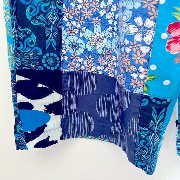 Rahab's Rope Colorful Cotton Patchwork Wide-Leg Baggy Pants Bohemian Summer - Picture 8 of 12